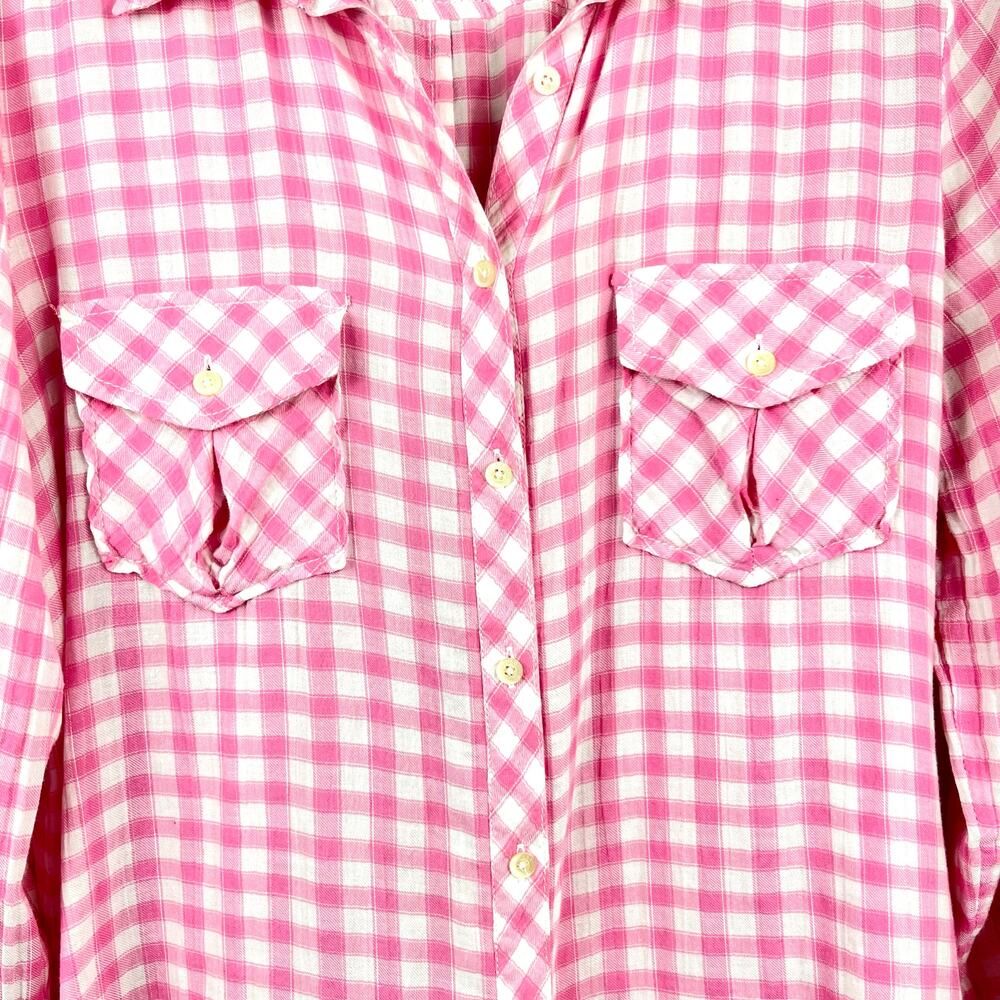 C&C California Women’s Long Sleeve Button Up Shirt Pink Plaid Sz‎ M 100% Cotton - Picture 4 of 12